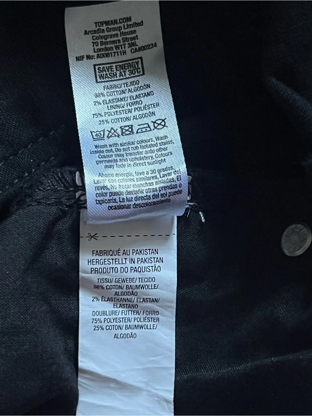 Topman Black Stretch Skinny Jeans W34 L34 New Without Tags